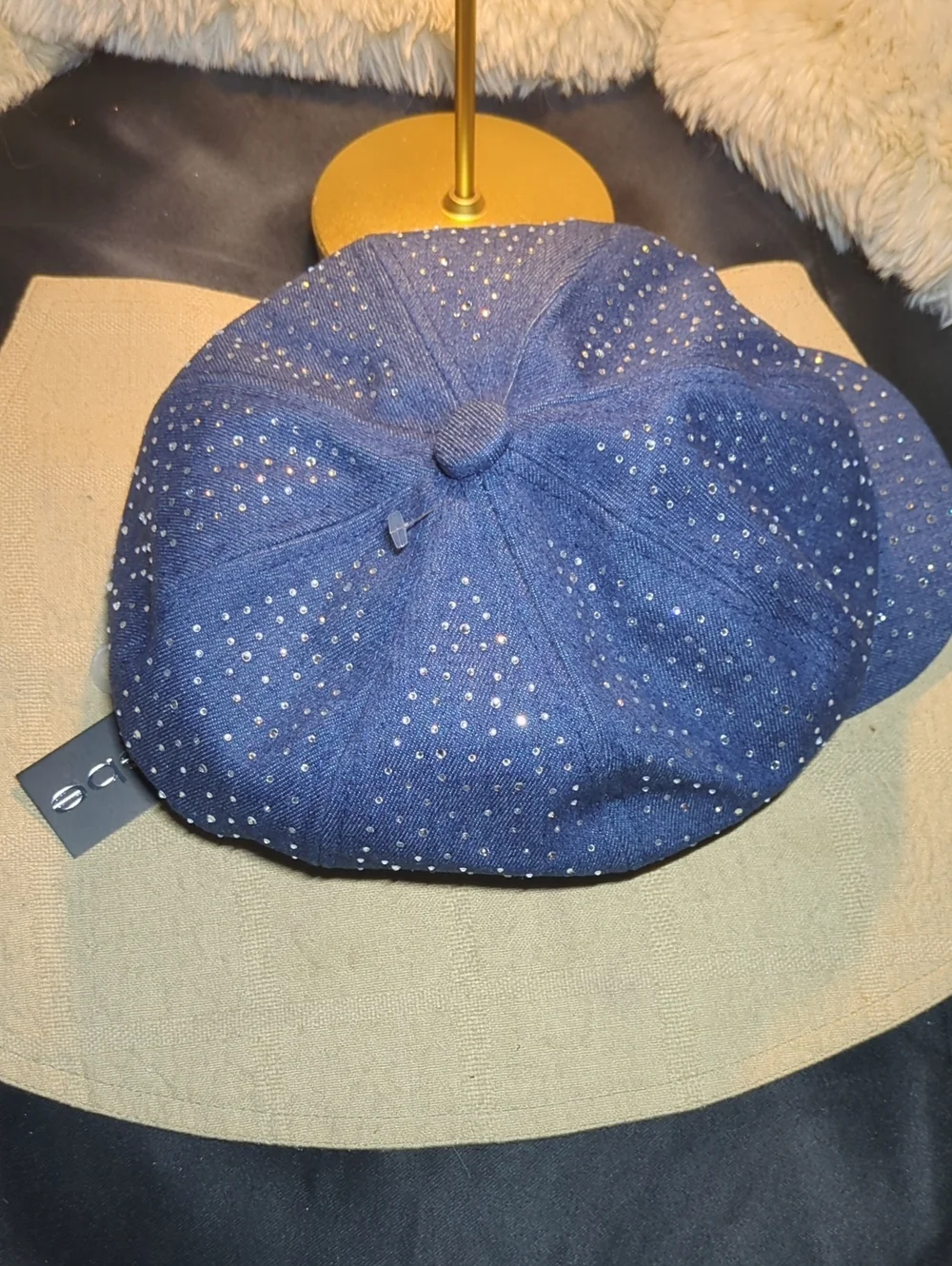 Y2K bebe Girls Royal Blue Rhinestone Newsboy Hat NOW ONLY $35